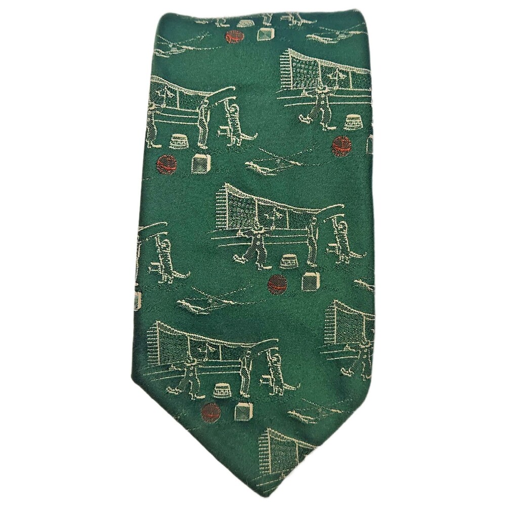 Sears The Men’s Store Necktie Green Circus Ring Lion Tamer Clown Vintage